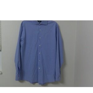 Hugo Boss Seabert US Blue Plaid‎ Button Down Shirt Mens 16.5 L Long Sleeve